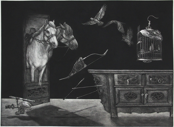 《矛盾与交融 》铜版画51×70CM2014年