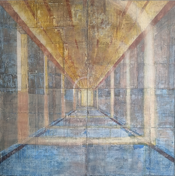 《有光的走廊》综合材料绘画180X180CM